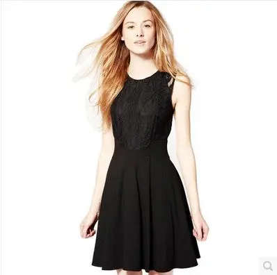 European Lace Flower Crochet Women Dress Black Sleeveless Sexy Dress Plus Size Slim Casual Dress Vestidos Femininos Xl 2
