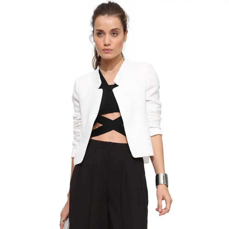 European Long Sleeve Women Blazers And Jackets Cardigan Jacket Coat Women Solid Color Leisure Blazer Femme 4