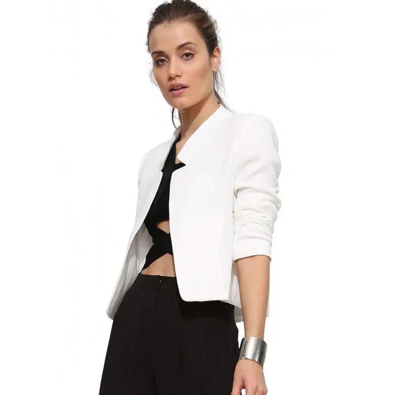 European Long Sleeve Women Blazers And Jackets Cardigan Jacket Coat Women Solid Color Leisure Blazer Femme 5