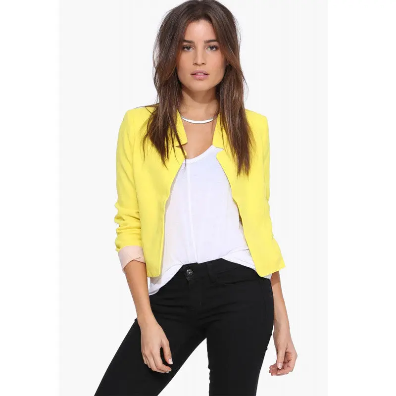 European Long Sleeve Women Blazers And Jackets Cardigan Jacket Coat Women Solid Color Leisure Blazer Femme 9