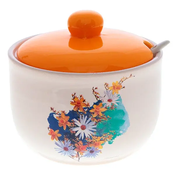 European Style Ceramic Jar With Iron Shelves Classic Flower Salt Shaker Creative Kitchen Cans 89151 1
