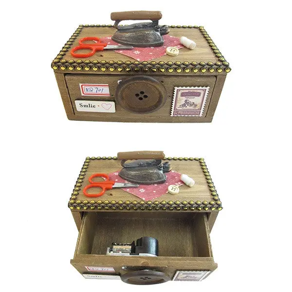 European Style Mini Wood Metal Drawer Box Classical Storage Box Eco-Friendly Portable One Drawer Design 88877 1