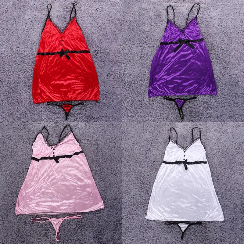 European Style Sexylace Lingerie Lady Babydoll Nightwear Underwear Redwhitepinkpurple Color S-3Xl Size 8