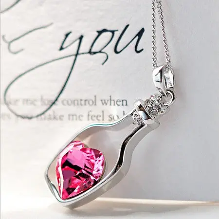European Vintage Luxurious Collar Chain Women Popular Crystal Necklace Love Drift Bottles 1