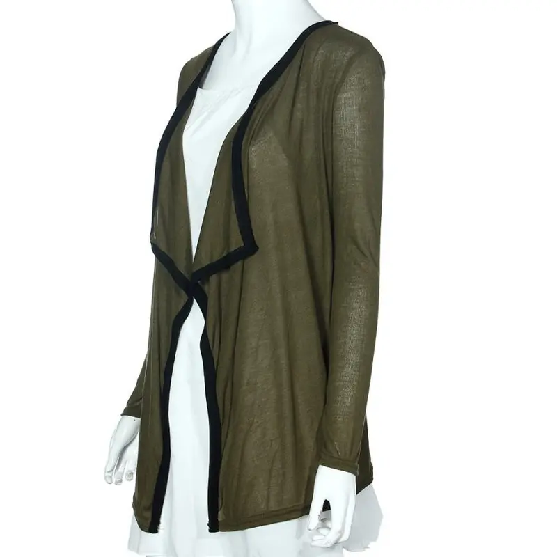 European Warm Lady Casual Knit Long Sleeve Thin Sweater Coat Cardigan Coat Lapel Warm Jacket Outerwear 3