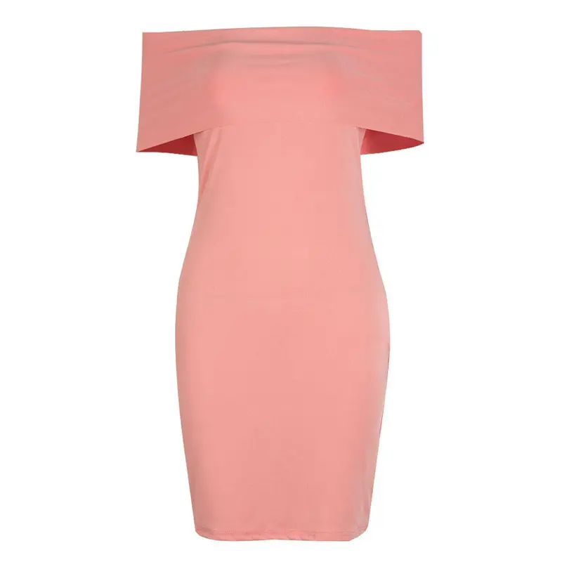 European Women's Dresses Off Shoulder Bodycon Casual Clothing Women Sexy Slim Party Dress Vestido Pink 3