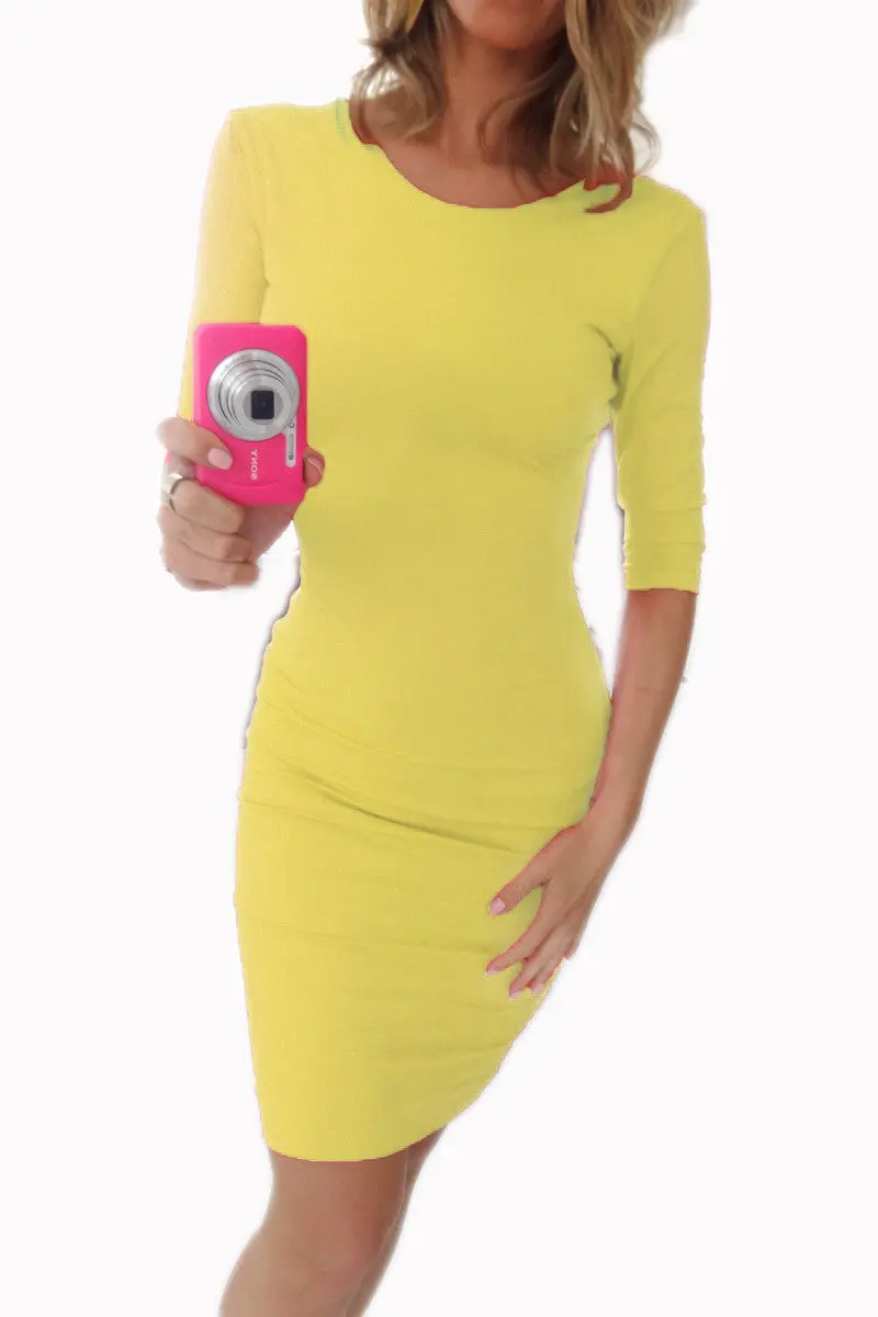 Europen Style Half Sleeve Solid Hollow Out Backless Bodycon Mini Dress Package Hip Slim Evening Party Dresses Lx228 9