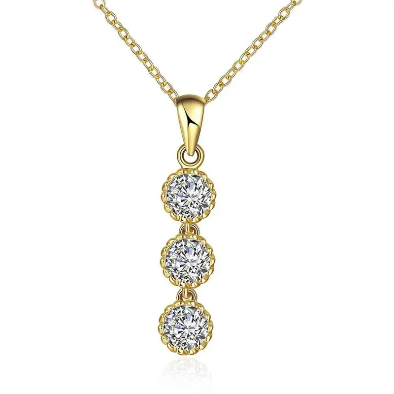 Exo 18K Gold Plated Necklace Women Three Crystal Collier Femme Love Skgn121 1