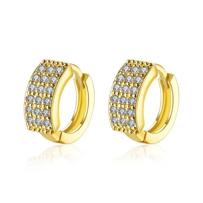 Exo 18K Gold Plating Earring Three Rows Crystal Clip Cufflinks Jewelry 375 1