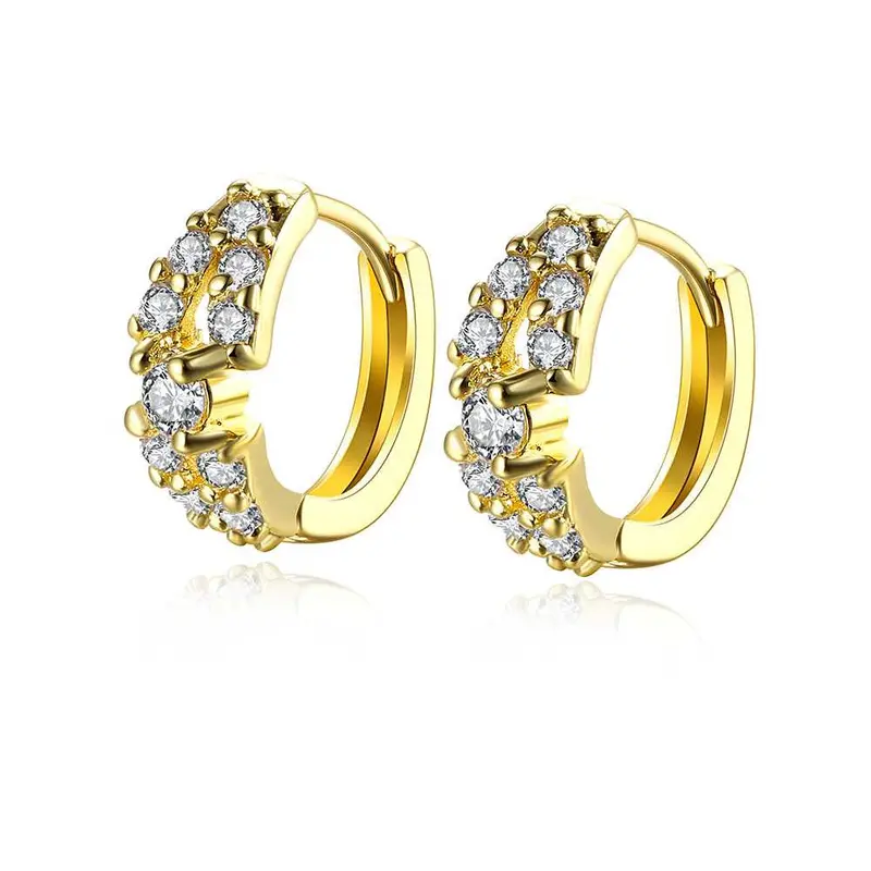 Exo 18K Gold Plating Earring Three Rows Crystal Clip Cufflinks Jewelry 375 2