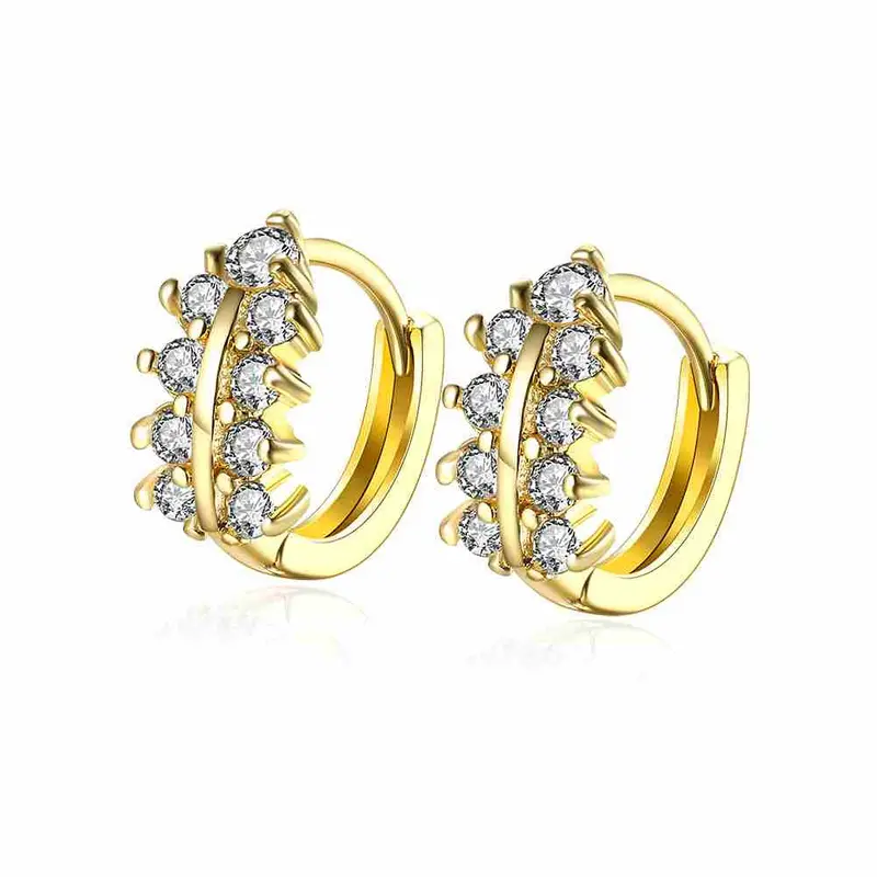 Exo 18K Gold Plating Earring Three Rows Crystal Clip Cufflinks Jewelry 375 3