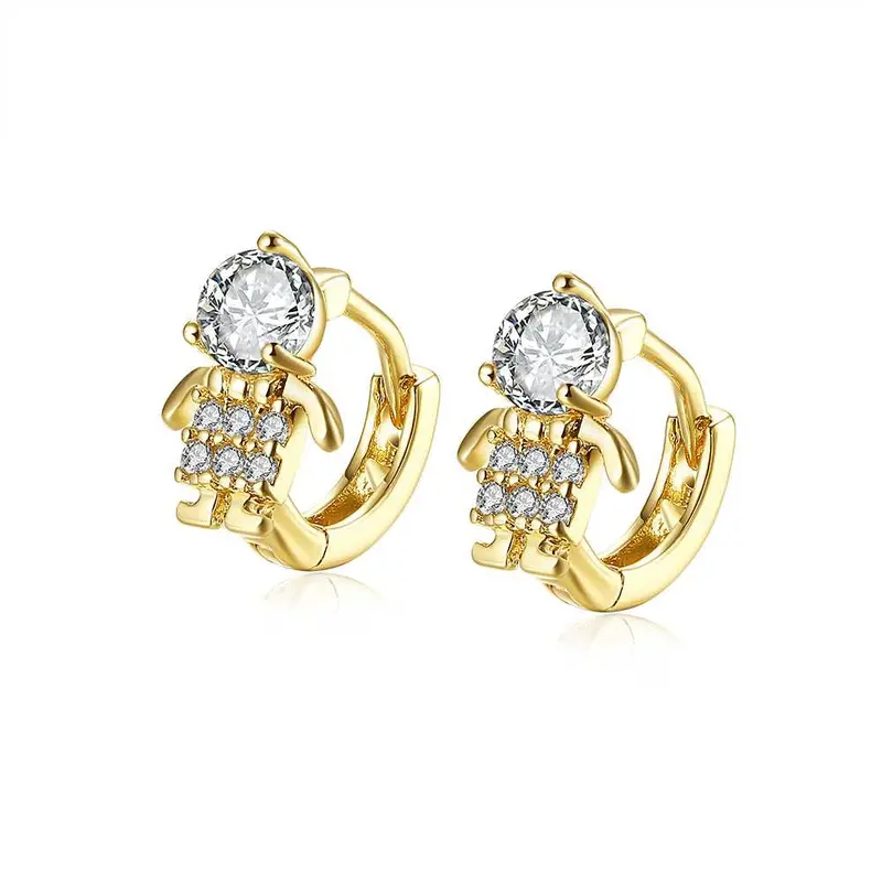 Exo 18K Gold Plating Earring Three Rows Crystal Clip Cufflinks Jewelry 375 4