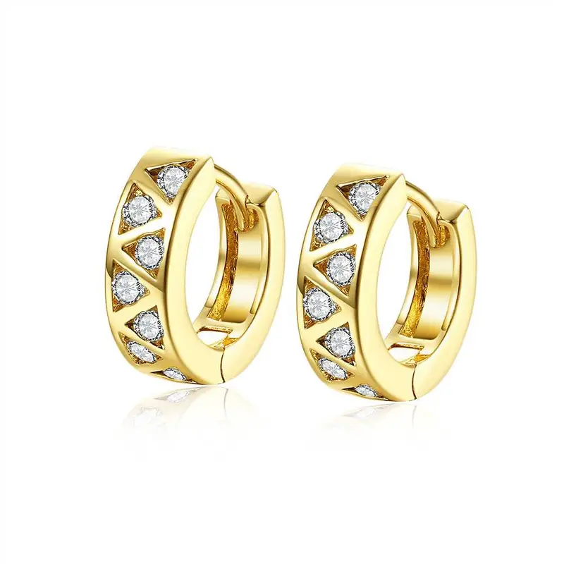 Exo 18K Gold Plating Earring Three Rows Crystal Clip Cufflinks Jewelry 375 5
