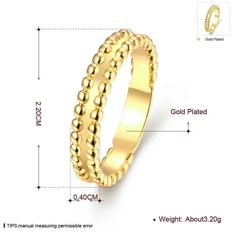 Exo 18K Gold Plating Rings Thin Beads Anel Masculino Men Jewelry 6