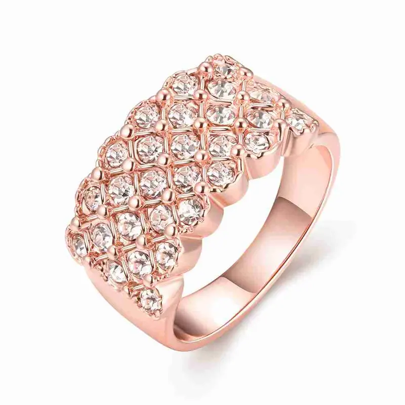 Exo 18K Gold Plating Wedding Rings Wide Row Drilling Anillos Bear Elegant3 3 1