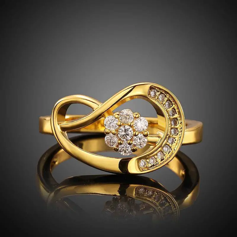 Exo 18K Real Gold Plated Rings Crystal Flower Anel Masculino Elegant Skgr 65 1