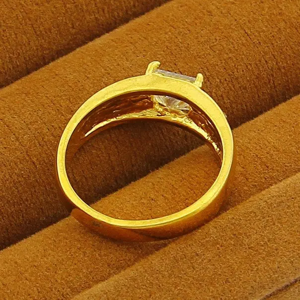 Exo 24K Gold Plated Ring Fine White Cryatal Anel Charms322 7