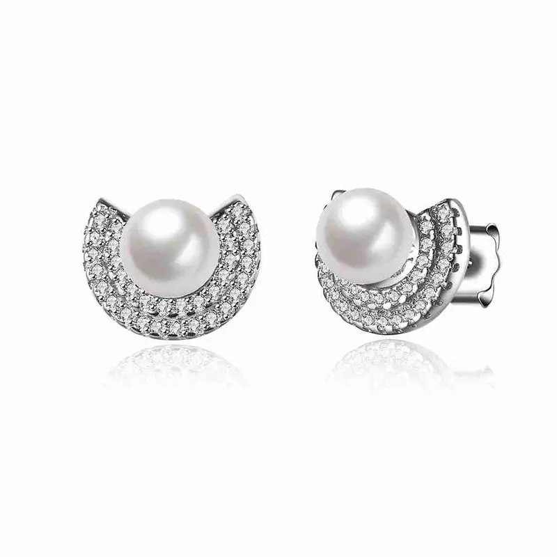 Exo 925 Sterling Silver Clip On Earrings Half Moon Pearl Stud Orecchini Fine Jewelry Stve 66 1