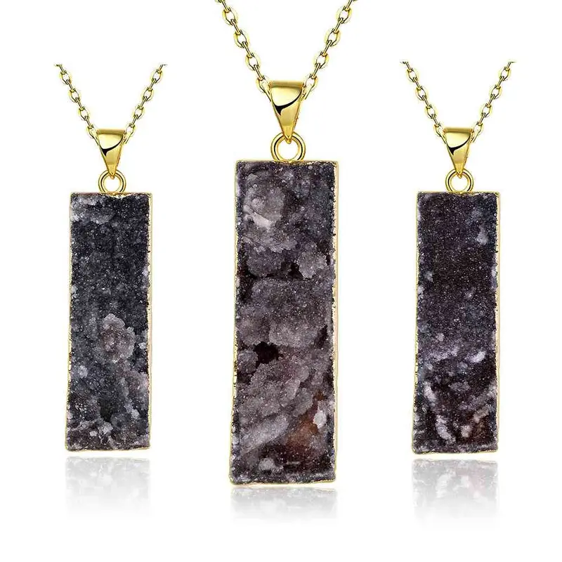 Exo Druzy Stone Necklaces & Pendants Half-Wave Moonlight Maxi Necklace Diy296 4