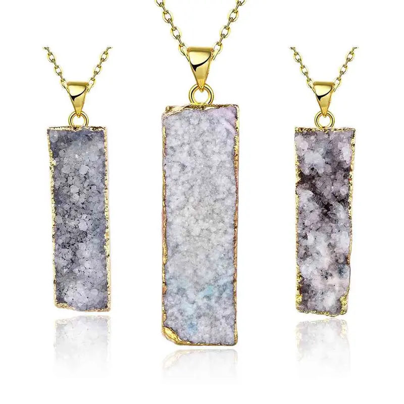 Exo Druzy Stone Necklaces & Pendants Half-Wave Moonlight Maxi Necklace Diy296 5