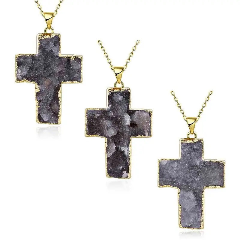 Exo Druzy Stone Necklaces & Pendants Half-Wave Moonlight Maxi Necklace Diy296 7