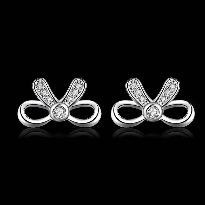 Exo Silver 925 Earing Semi-Hollow Bow Stud Cuff Personalized 2