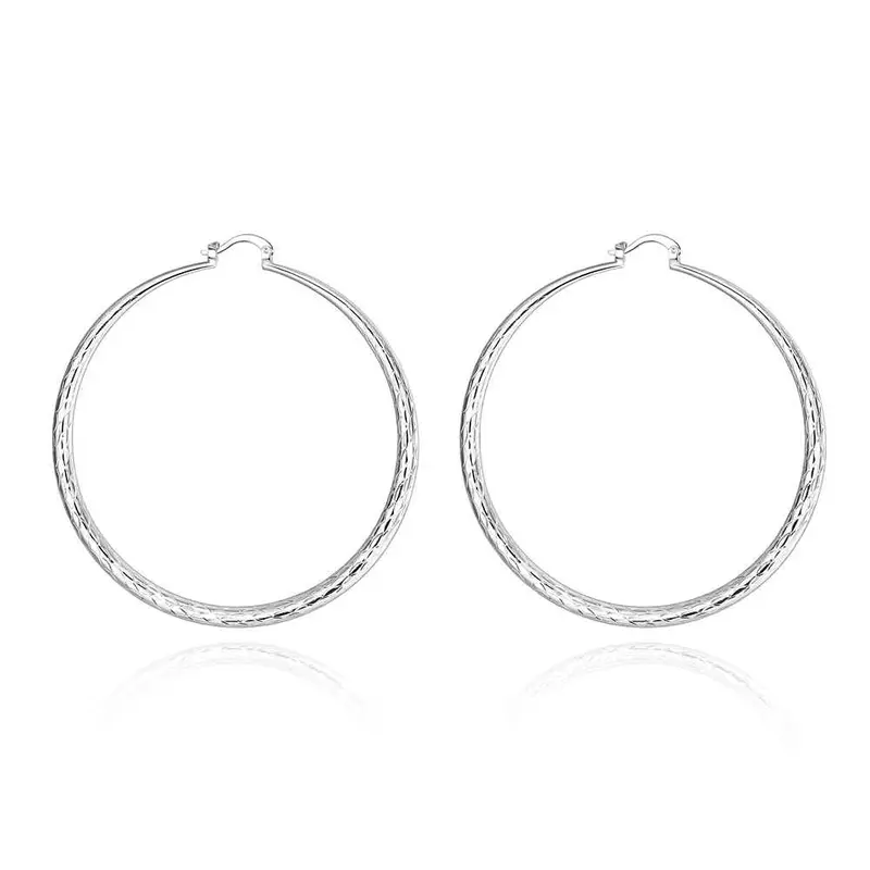 Exo Silver Earings Jewelry Sand Circle Hoop Brincos De Festa Bijouterie 192 4
