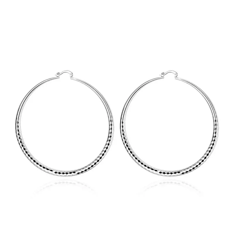Exo Silver Earings Jewelry Sand Circle Hoop Brincos De Festa Bijouterie 192 5