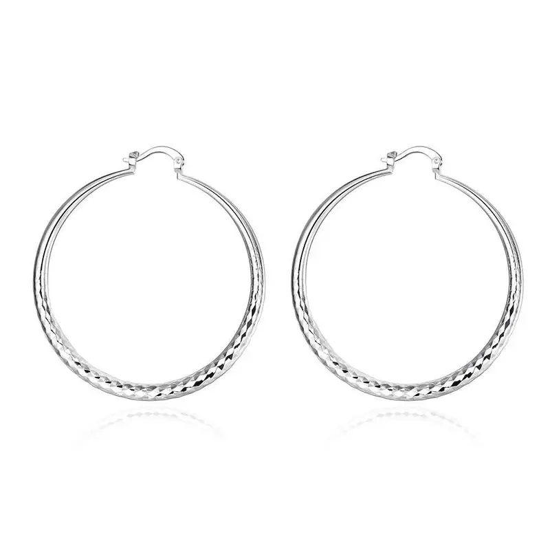 Exo Silver Earings Jewelry Sand Circle Hoop Brincos De Festa Bijouterie 192 6
