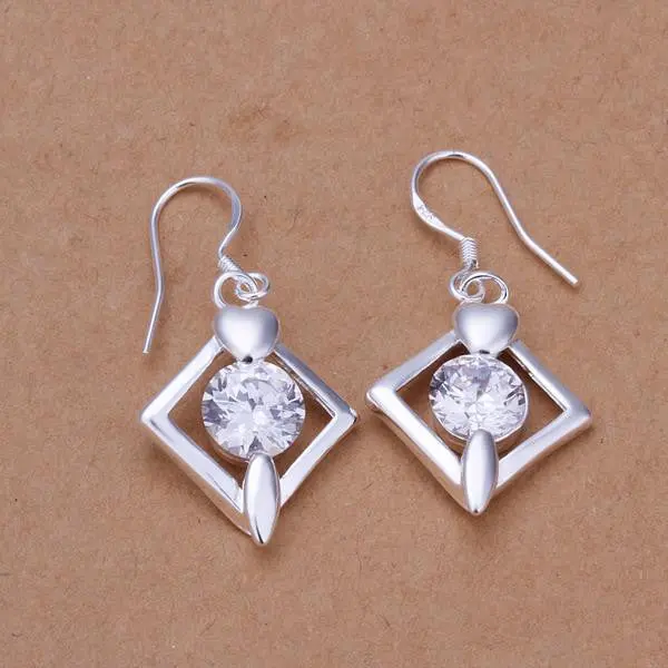 Exo Silver Earrings Austria Crystal Square Drop Pendientes To Us Bear 278 1