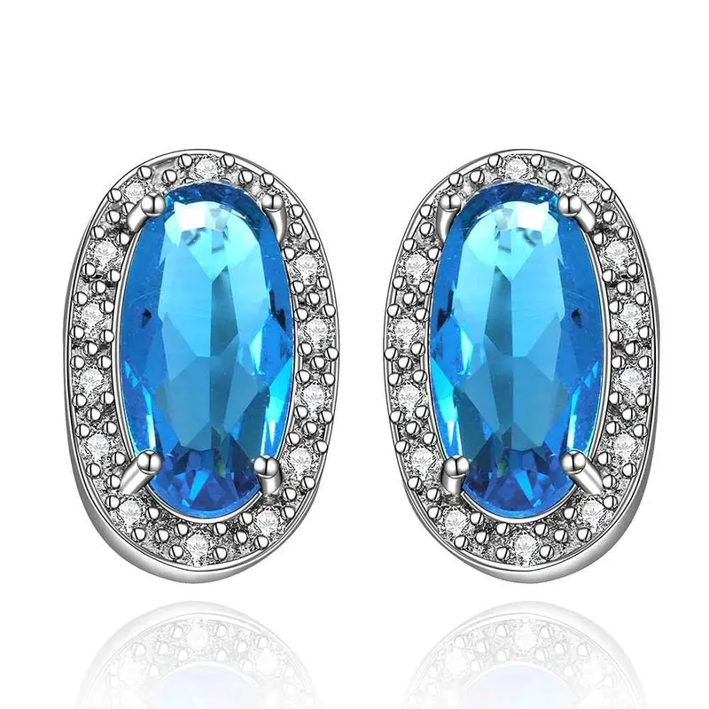 Exo Silver Plated Clip On Earrings Sapphire Jewelry Stud Boucle Doreille Femme Jewelry 393 1