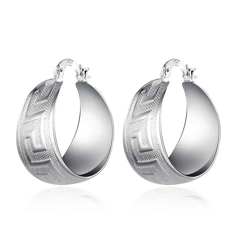 Exo Silver Plated Earing Pattern Broadside Clip Brincos De Festa Wedding 714 1