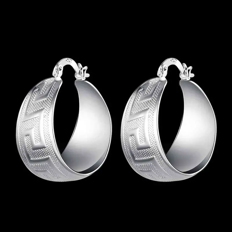 Exo Silver Plated Earing Pattern Broadside Clip Brincos De Festa Wedding 714 2
