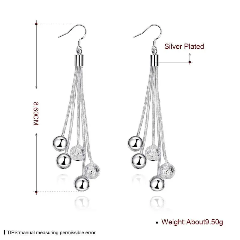 Exo Silver Plated Earings Jewelry 5 Line Bead Drop Ear Cuff Bijoux 277 2