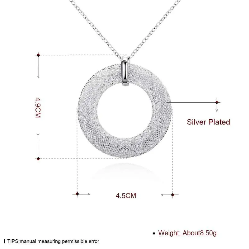 Exo Silver-Plated Pendant Necklace Network Circle Maxi Colar Jewelry Display 2