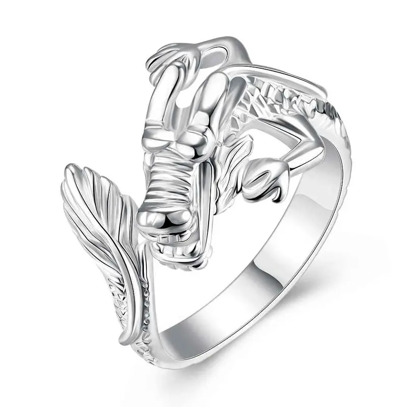 Exo Silver Plated Rings Opening Dargon Head Aneis S In Euros  54 1