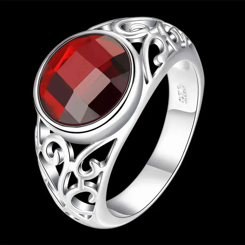 Exo Silver Plated Wedding Ring Irregular Insets Anillos Bear Bijoux Femme 734 2