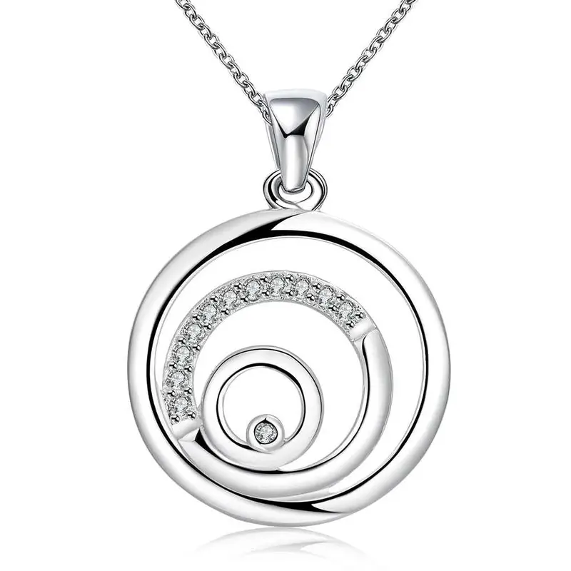 Exo Silver Women Necklace Dual Circle Collares Mujer Bijoux168 10