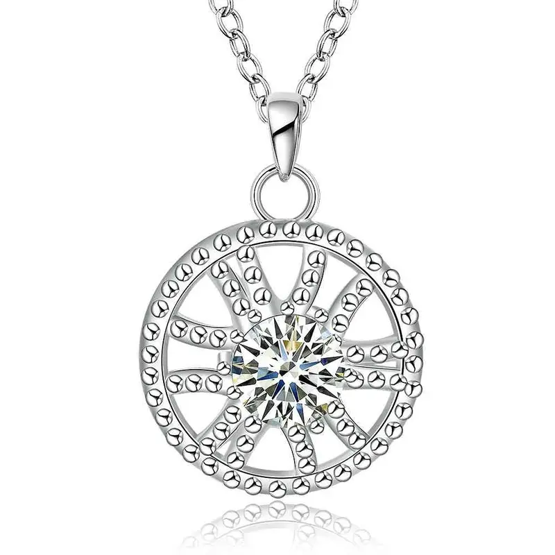 Exo Silver Women Necklace Dual Circle Collares Mujer Bijoux168 12