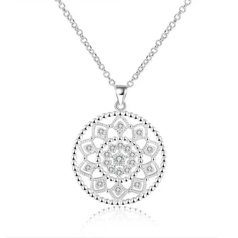 Exo Silver Women Necklace Dual Circle Collares Mujer Bijoux168 13