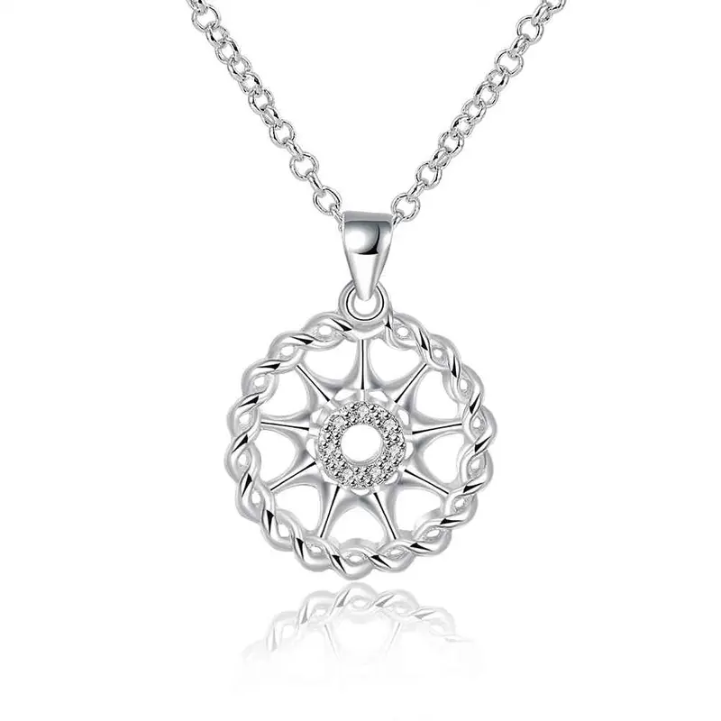 Exo Silver Women Necklace Dual Circle Collares Mujer Bijoux168 16