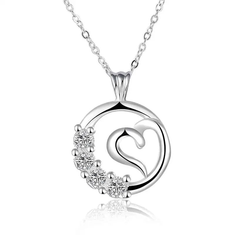 Exo Silver Women Necklace Dual Circle Collares Mujer Bijoux168 19