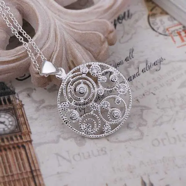Exo Silver Women Necklace Dual Circle Collares Mujer Bijoux168 2