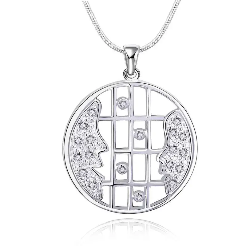 Exo Silver Women Necklace Dual Circle Collares Mujer Bijoux168 3