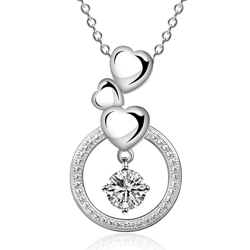 Exo Silver Women Necklace Dual Circle Collares Mujer Bijoux168 7