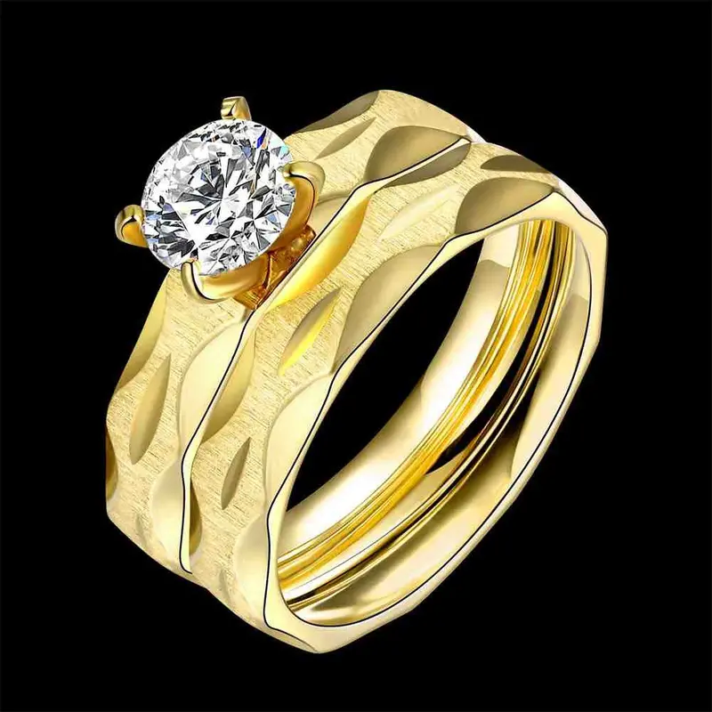 Exo Titanium Steel Wedding Ring Multilateral View Crystal Bague S In Euros164 6