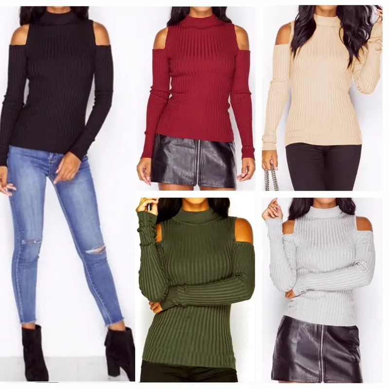 Explosion Turtleneck Off Shoulder Knitted Sweater Women Knitted Sweaters Pullovers 5 Colors Gv433 11