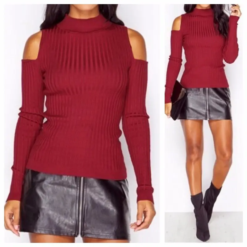 Explosion Turtleneck Off Shoulder Knitted Sweater Women Knitted Sweaters Pullovers 5 Colors Gv433 9