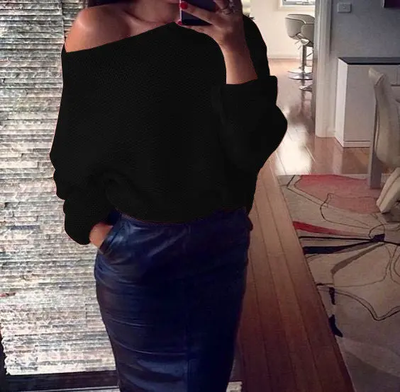 Explosion Women Warm Sweaters Pullover Sexy Off Shoulder Batwing Sleeve Sweater Solid Sweaters Pullovers 7 Colors Gv428 1