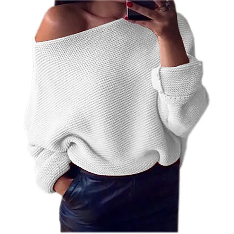 Explosion Women Warm Sweaters Pullover Sexy Off Shoulder Batwing Sleeve Sweater Solid Sweaters Pullovers 7 Colors Gv428 10
